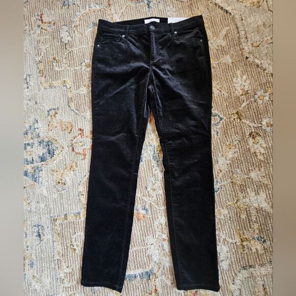 NWT LOFT Black Velvet Pants sz 8 petite modern skinny with 27" inseam - Picture 4 of 6